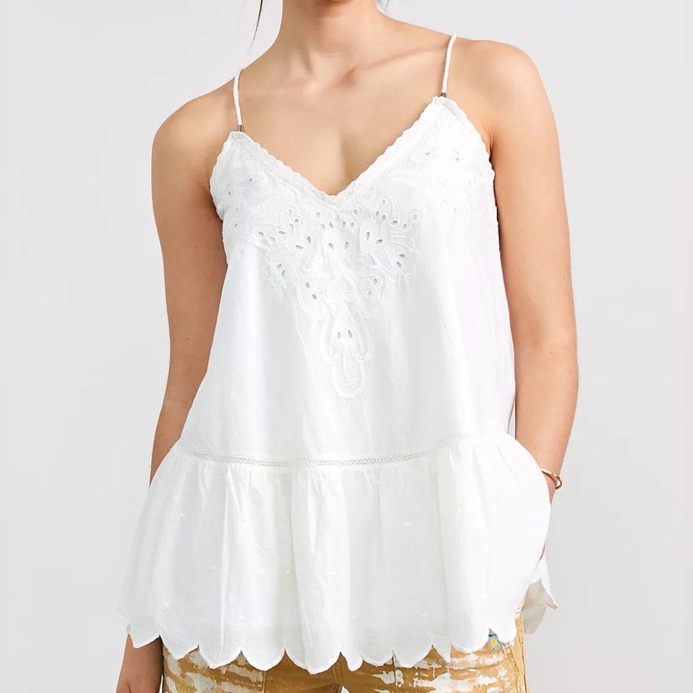 Anthropologie, Let Me Be, White Laced Tunic, Size 8